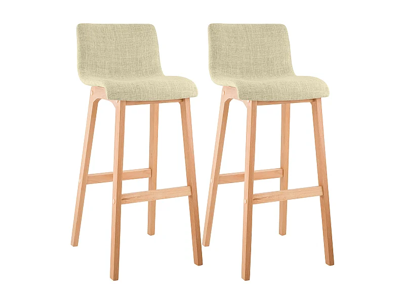 2er Set Barhocker - Stoff - creme - Hover