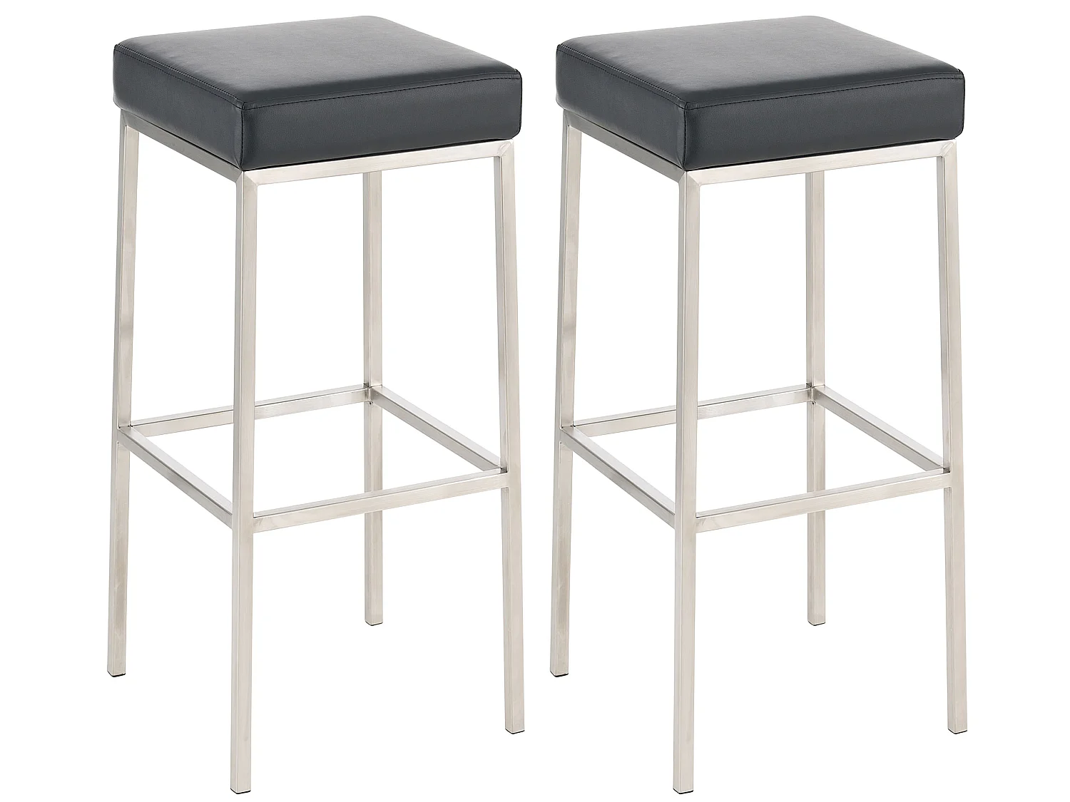 Lot de 2  Tabouret de bar - Similicuir & Acier inoxydable - Noir - Montreal 80