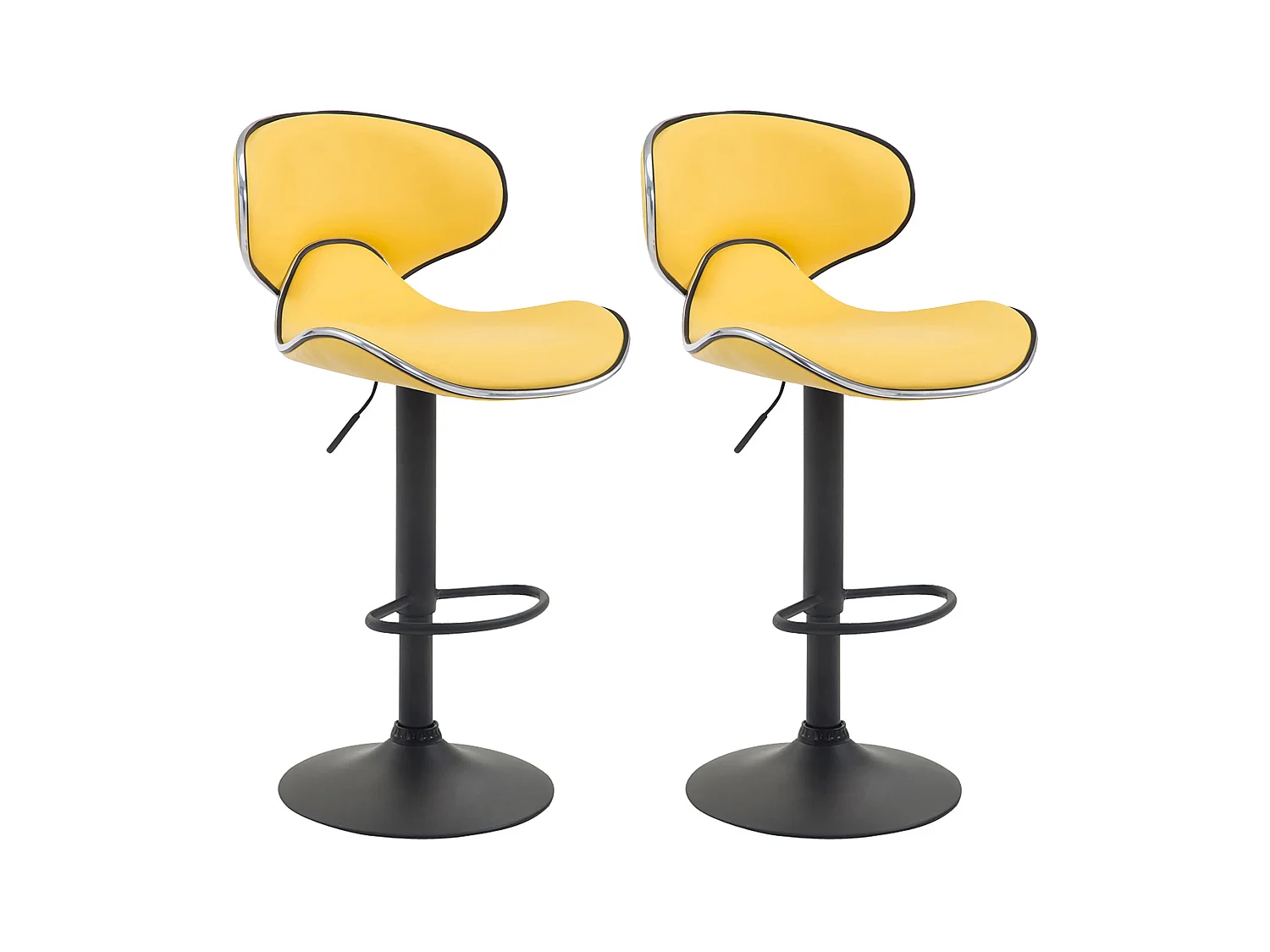 Lot de 2  Tabouret de bar - Similicuir & Noir - Jaune - Las Vegas v2
