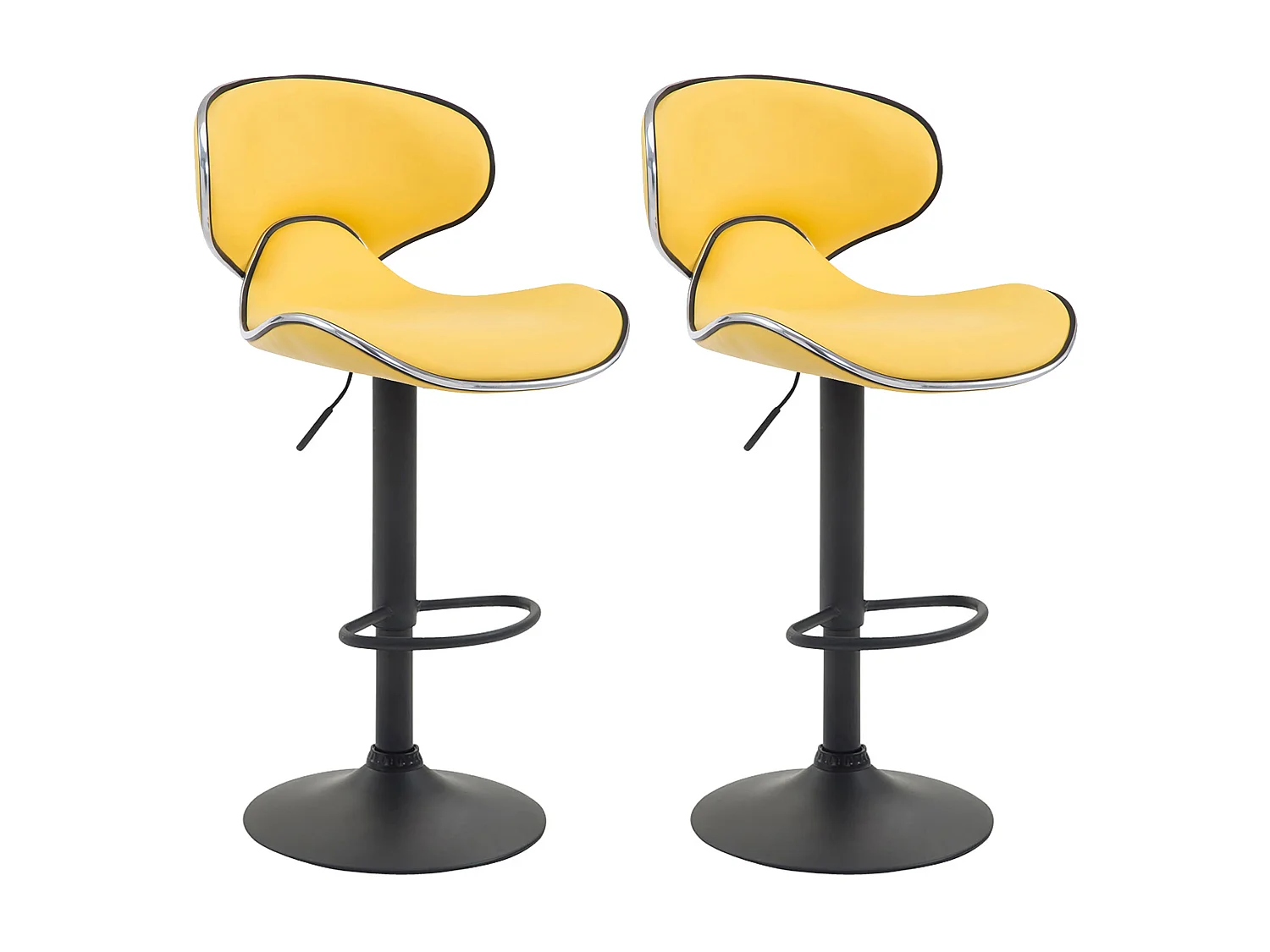 Lot de 2  Tabouret de bar - Similicuir & Noir - Jaune - Las Vegas v2