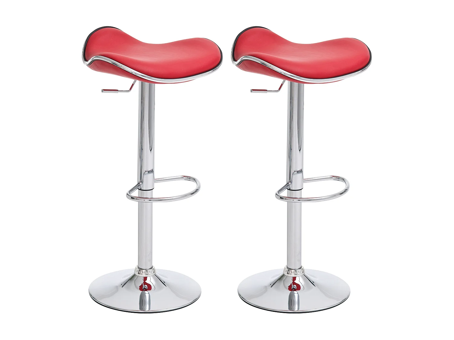 Lot de 2  Tabouret de bar - Similicuir - Rouge - Shanghai