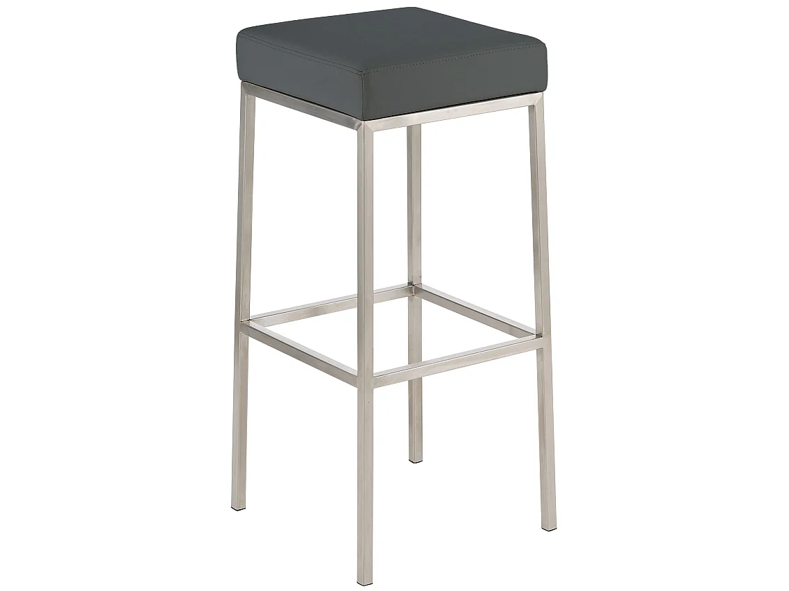 Lot de 2  Tabouret de bar - Similicuir & Acier inoxydable - Gris - Montreal 80