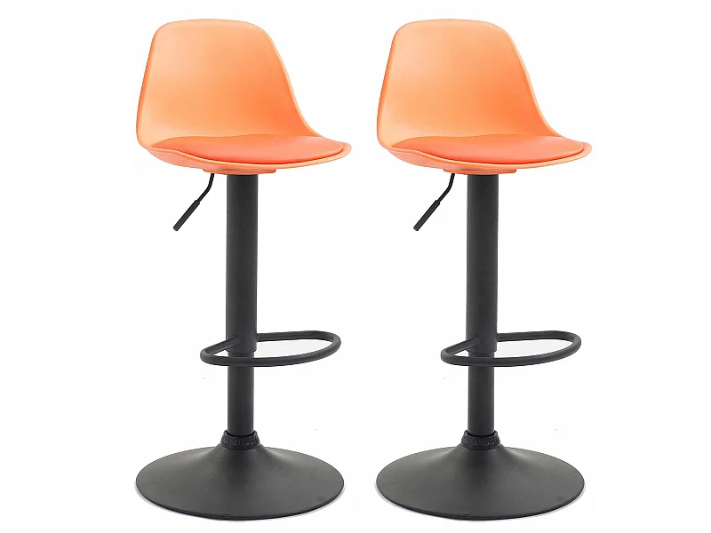 Lot de 2  Tabouret de bar - Similicuir & Métal - Orange - Kiel