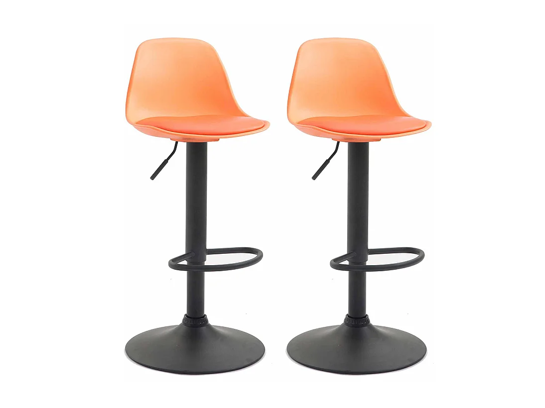 Lot de 2  Tabouret de bar - Similicuir & Métal - Orange - Kiel