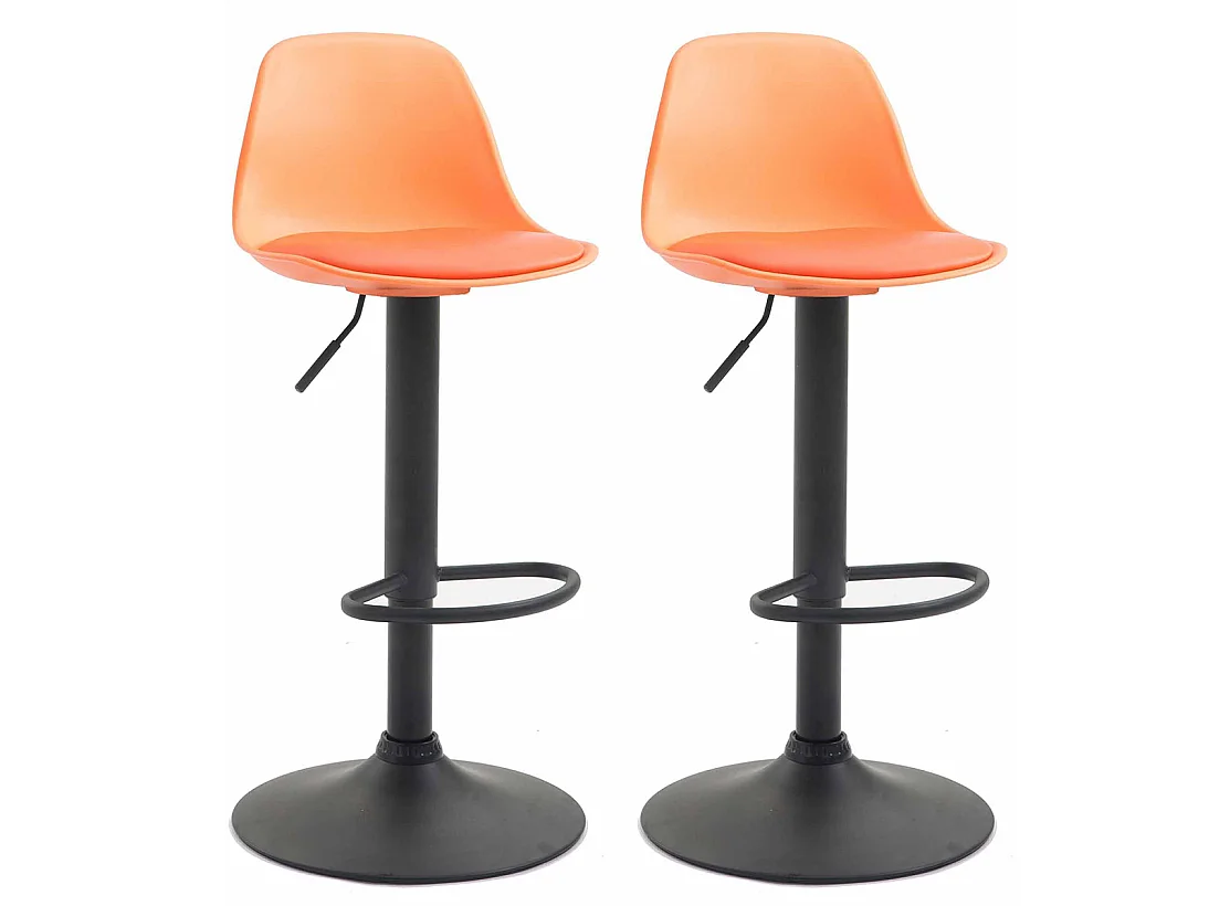 Lot de 2  Tabouret de bar - Similicuir & Métal - Orange - Kiel