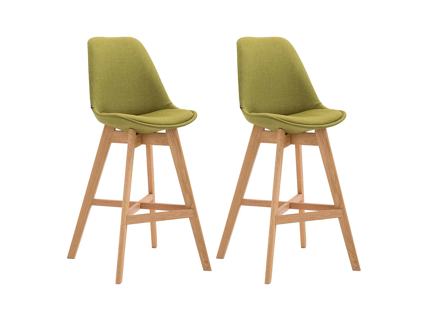 Lot de 2  Tabouret de bar - Tissu & Bois - Vert - Cannes