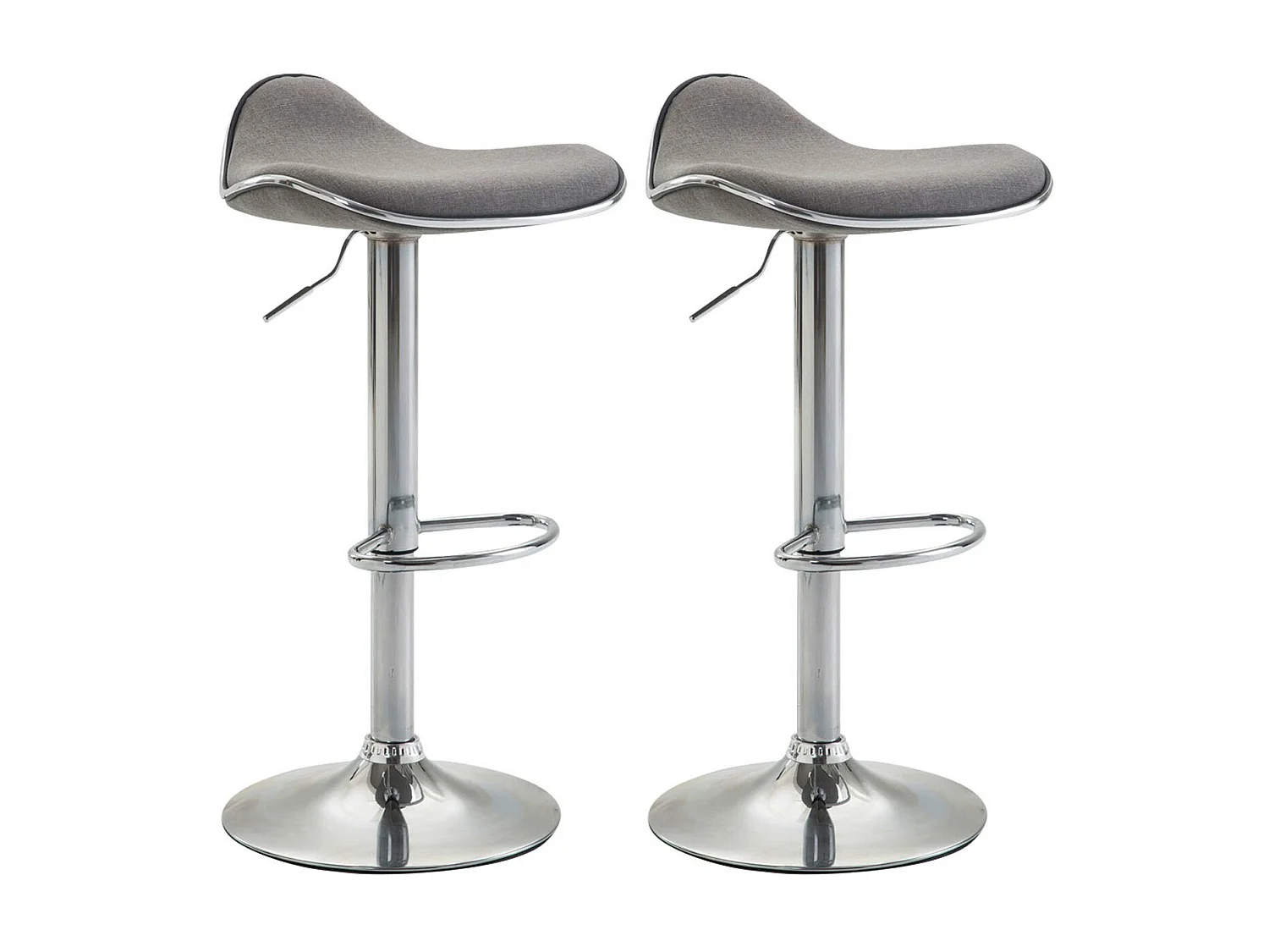 Lot de 2  Tabouret de bar - Tissu & Métal chromé - Gris clair - Shanghai