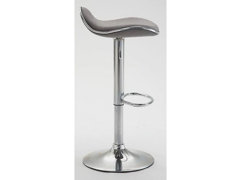Lot de 2  Tabouret de bar - Tissu & Métal chromé - Gris clair - Shanghai