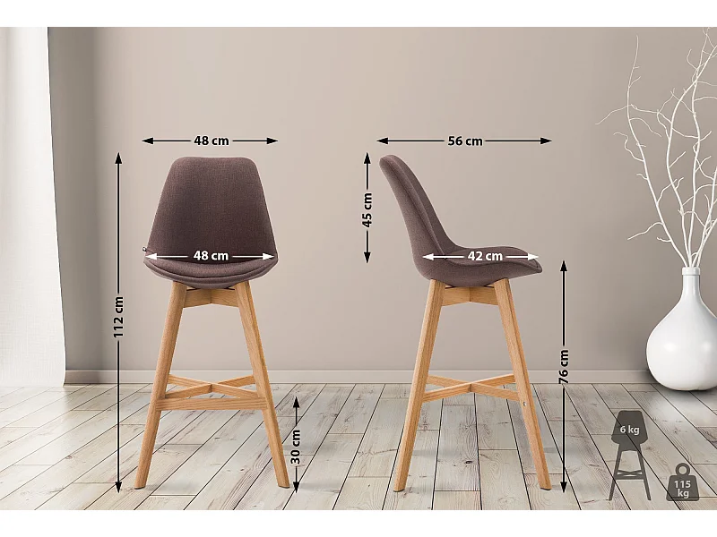 Lot de 2  Tabouret de bar - Tissu & Nature - Marron - Cannes