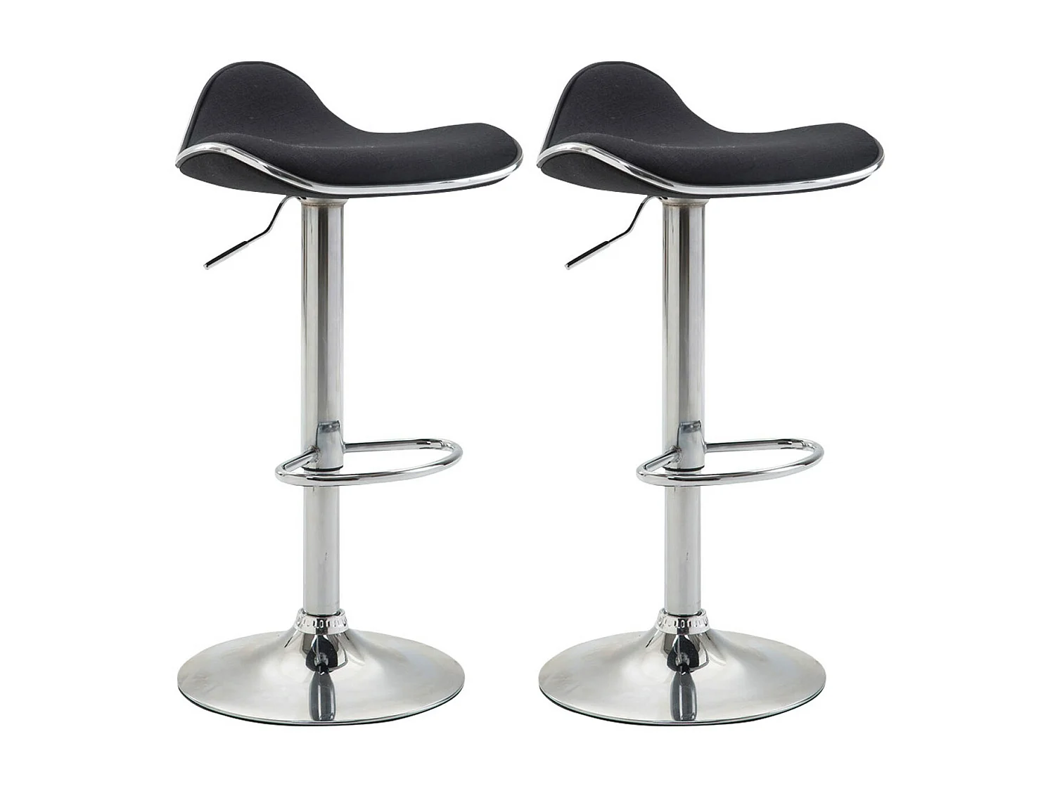 Lot de 2  Tabouret de bar - Tissu & Métal chromé - Noir - Shanghai