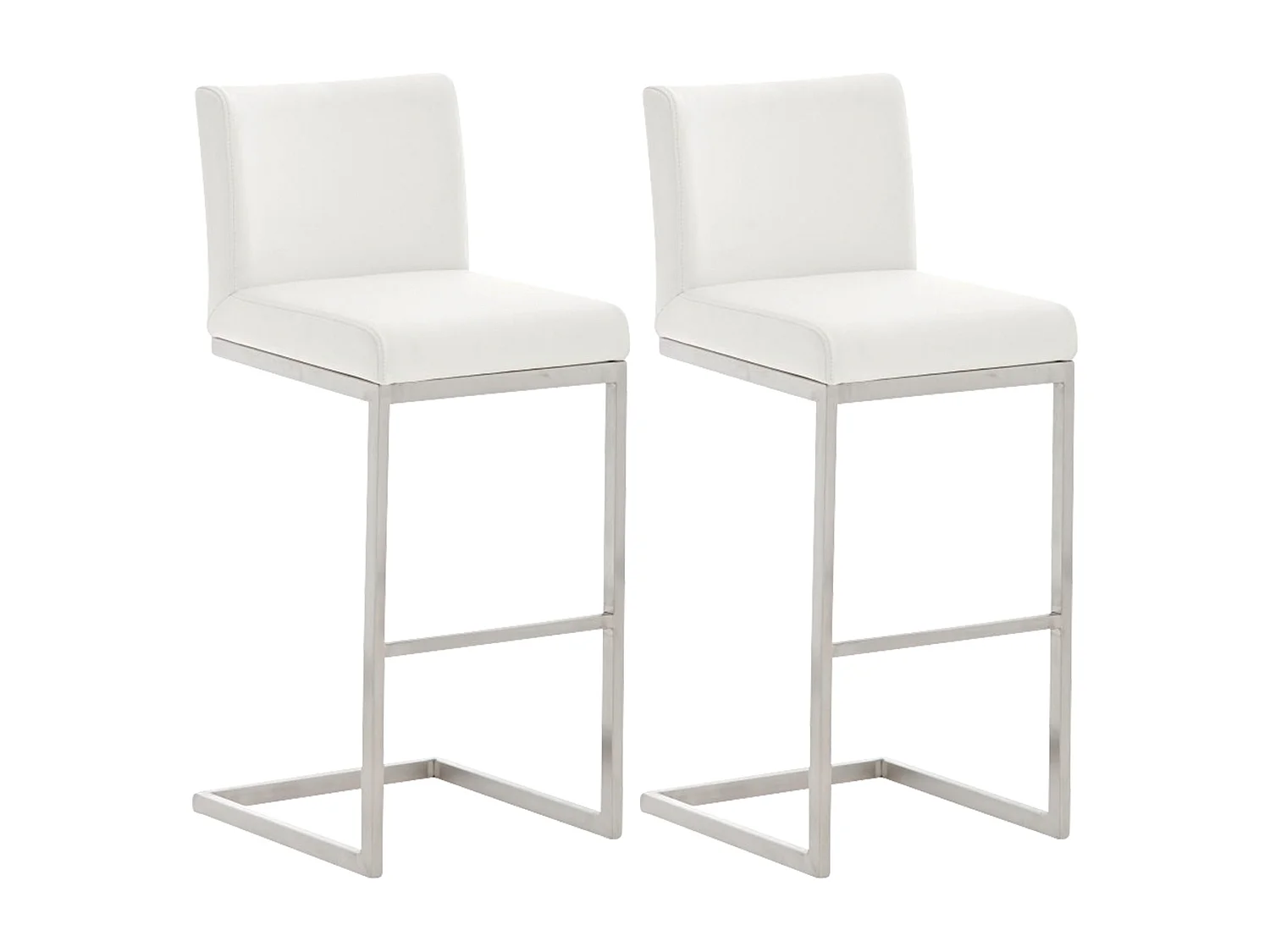 Lot de 2  Tabouret de bar - Similicuir - Blanc - Paros