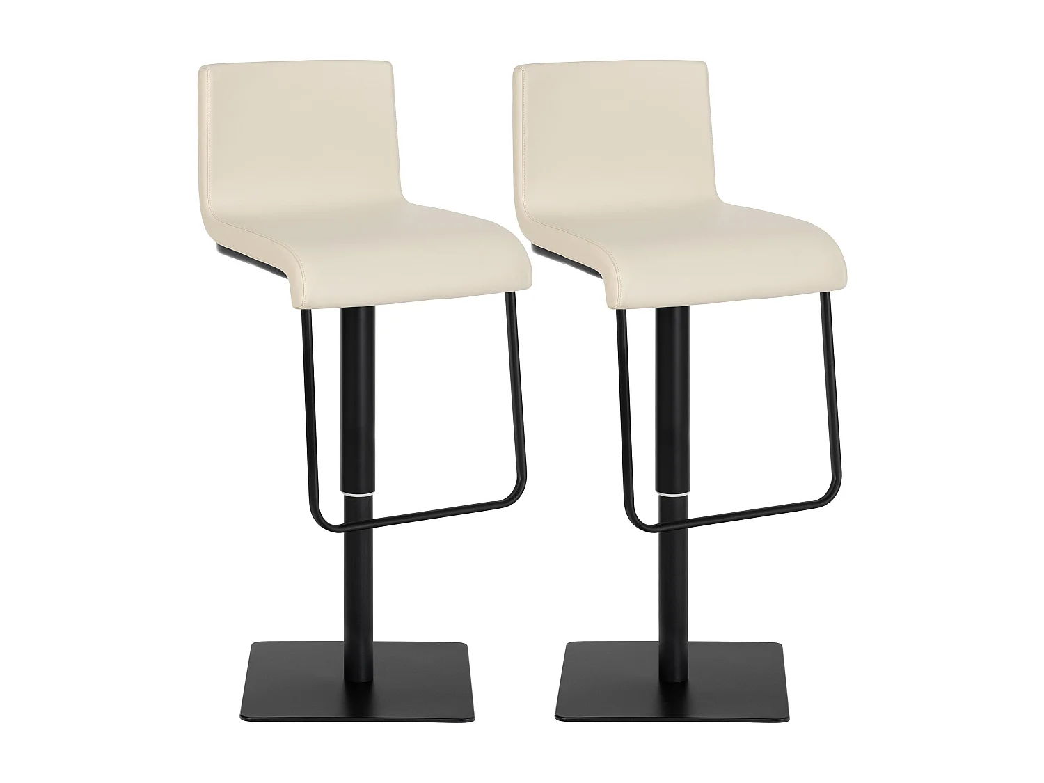 Lot de 2  Tabouret de bar - Similicuir & Noir - Crème - Limon