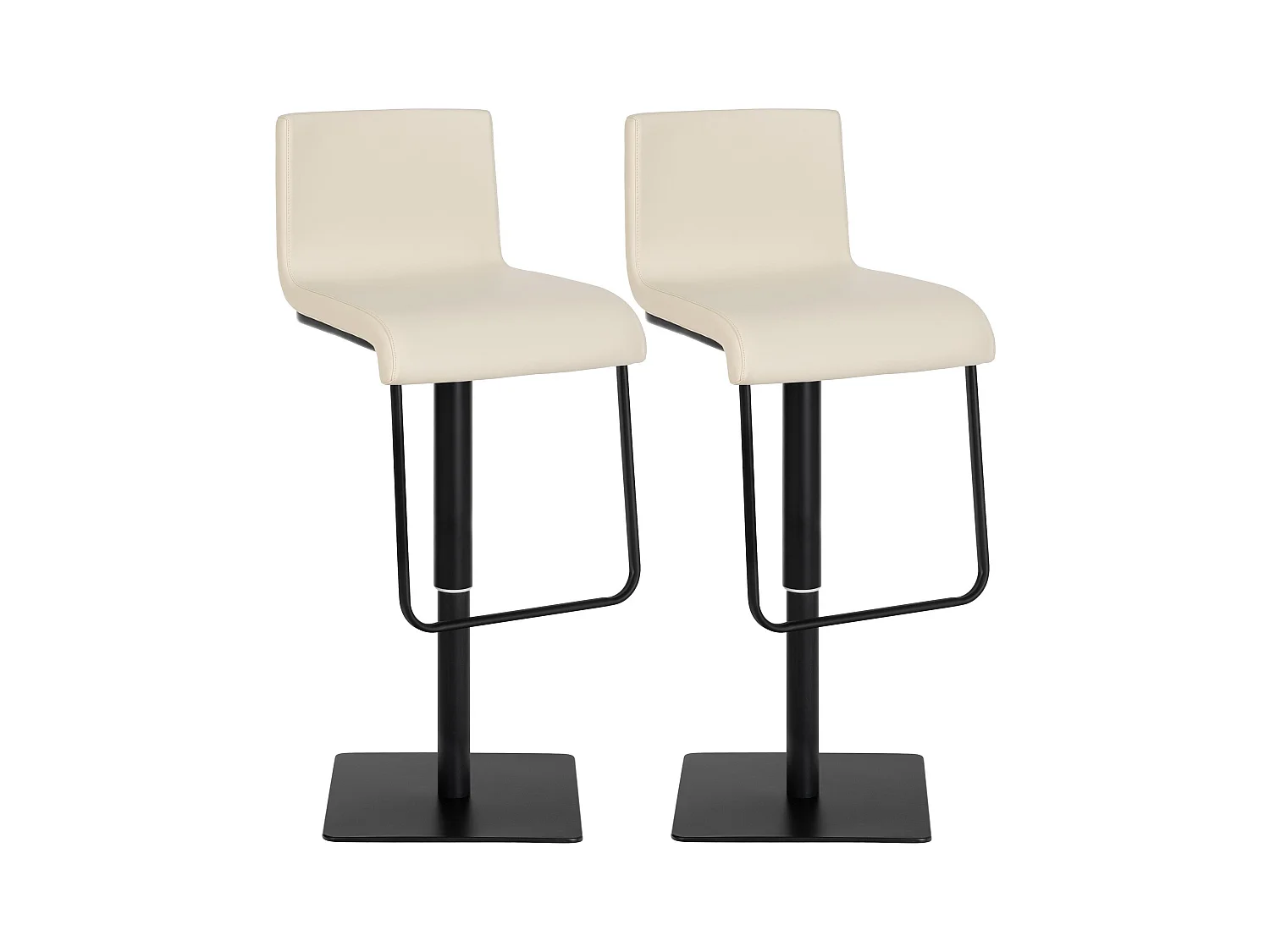 Lot de 2  Tabouret de bar - Similicuir & Noir - Crème - Limon