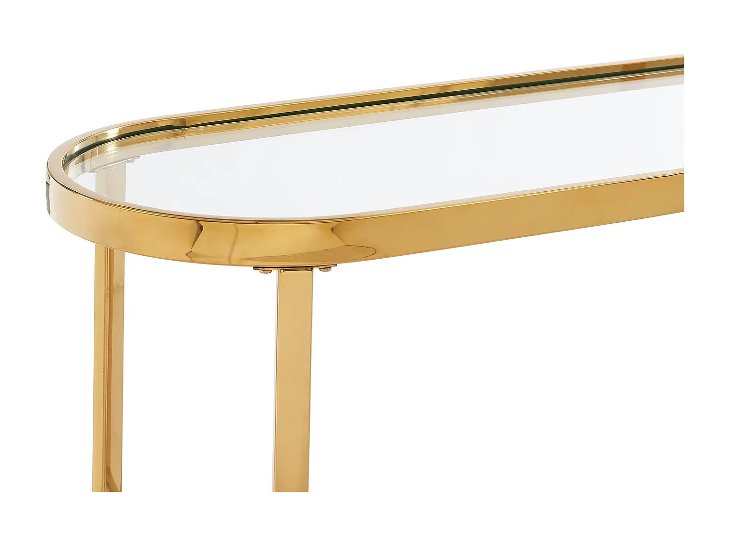 Console en verre trempé et acier inoxydable chromé - Transparent et doré - JOLINY de Pascal Morabito