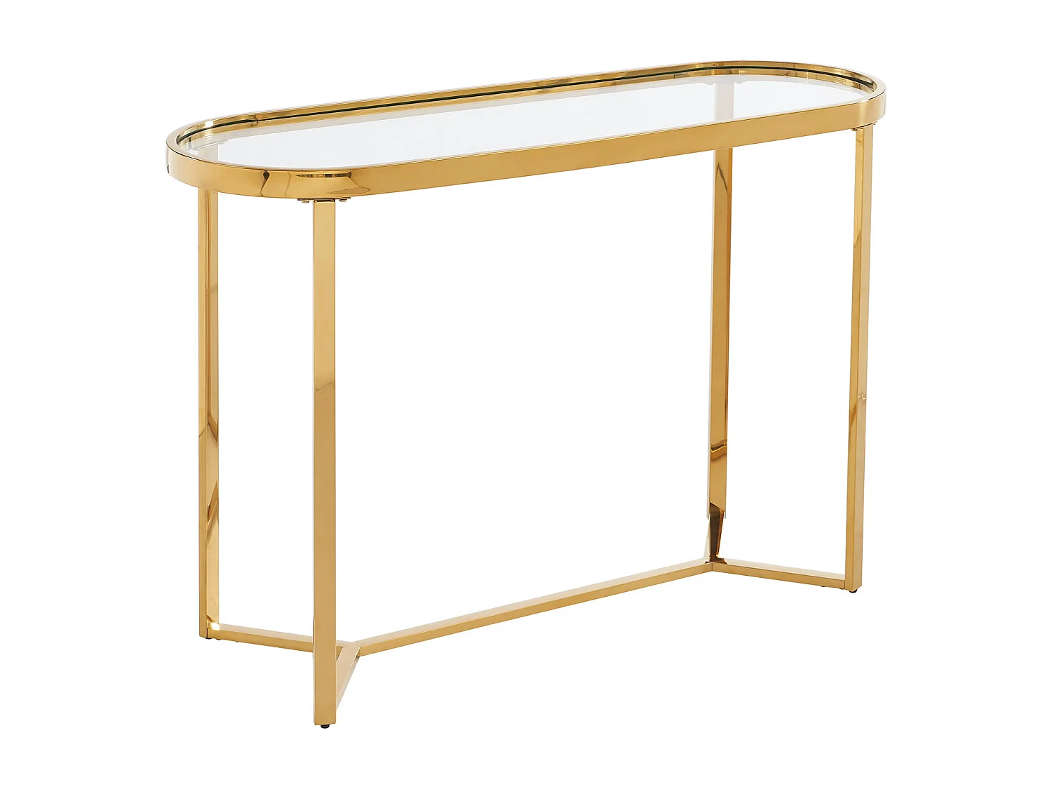 Console en verre trempé et acier inoxydable chromé - Transparent et doré - JOLINY de Pascal Morabito