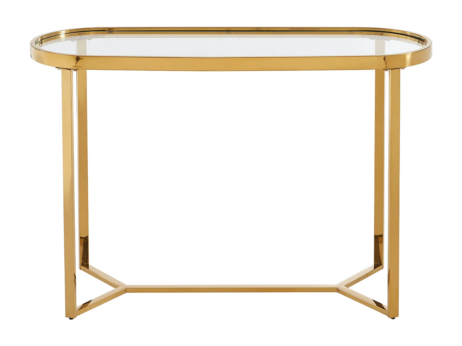 Console en verre trempé et acier inoxydable chromé - Transparent et doré - JOLINY de Pascal Morabito