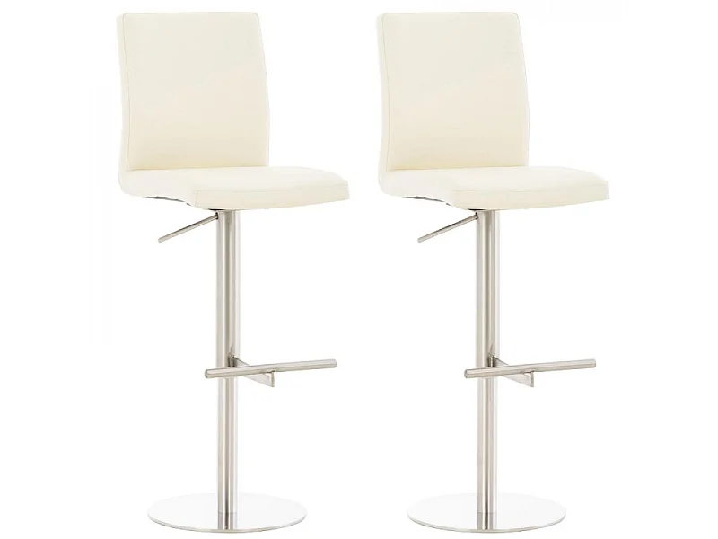 Lot de 2  Tabouret de bar - Similicuir & Acier inoxydable - Crème - Cadiz