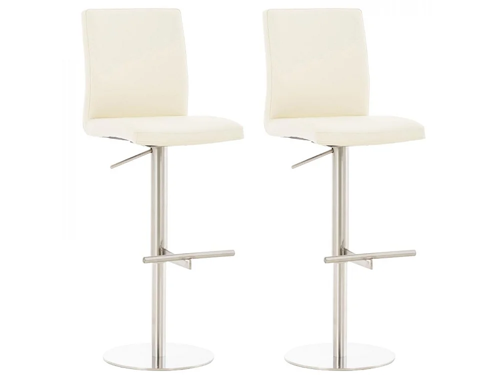 Lot de 2  Tabouret de bar - Similicuir & Acier inoxydable - Crème - Cadiz