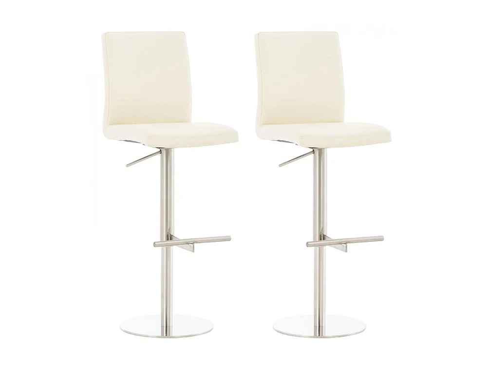 Lot de 2  Tabouret de bar - Similicuir & Acier inoxydable - Crème - Cadiz