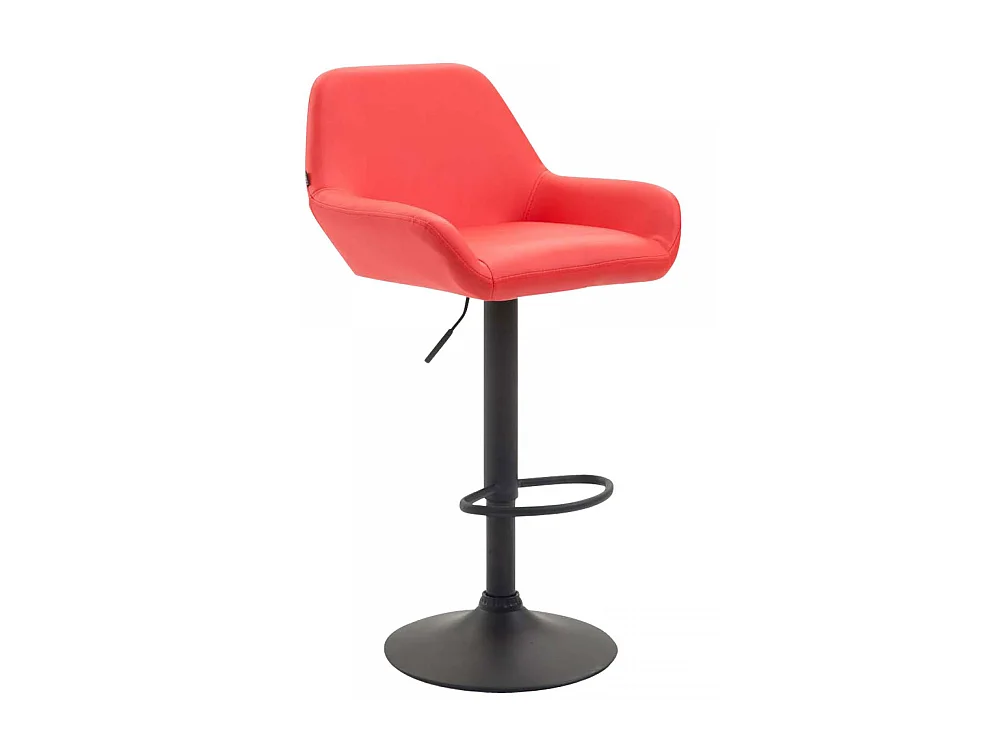 Tabouret de bar - Similicuir & Noir - Rouge - Braga