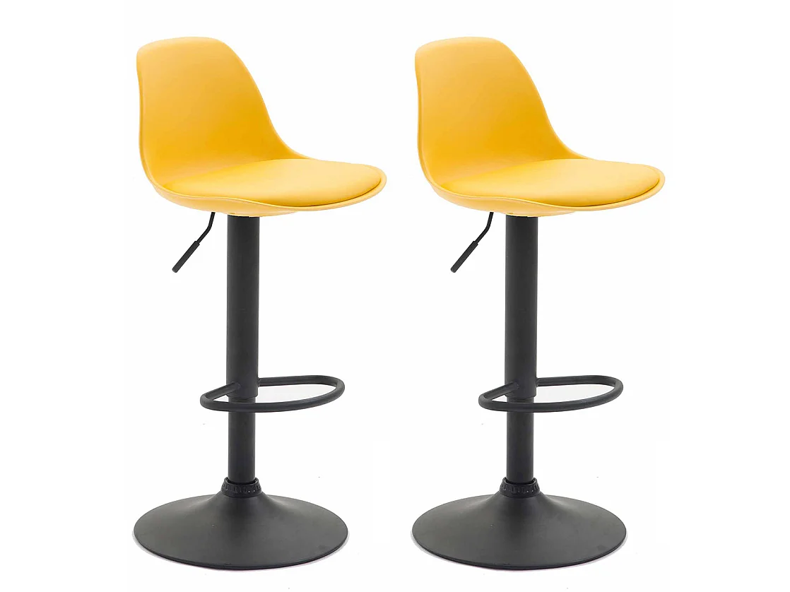 Lot de 2  Tabouret de bar - Similicuir & Métal - Jaune - Kiel