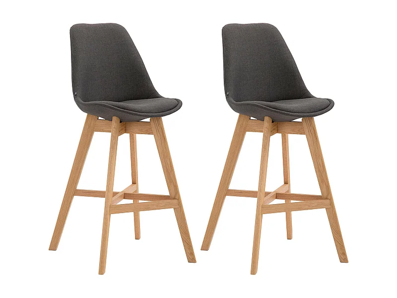 Lot de 2  Tabouret de bar - Tissu & Nature - Gris foncé - Cannes