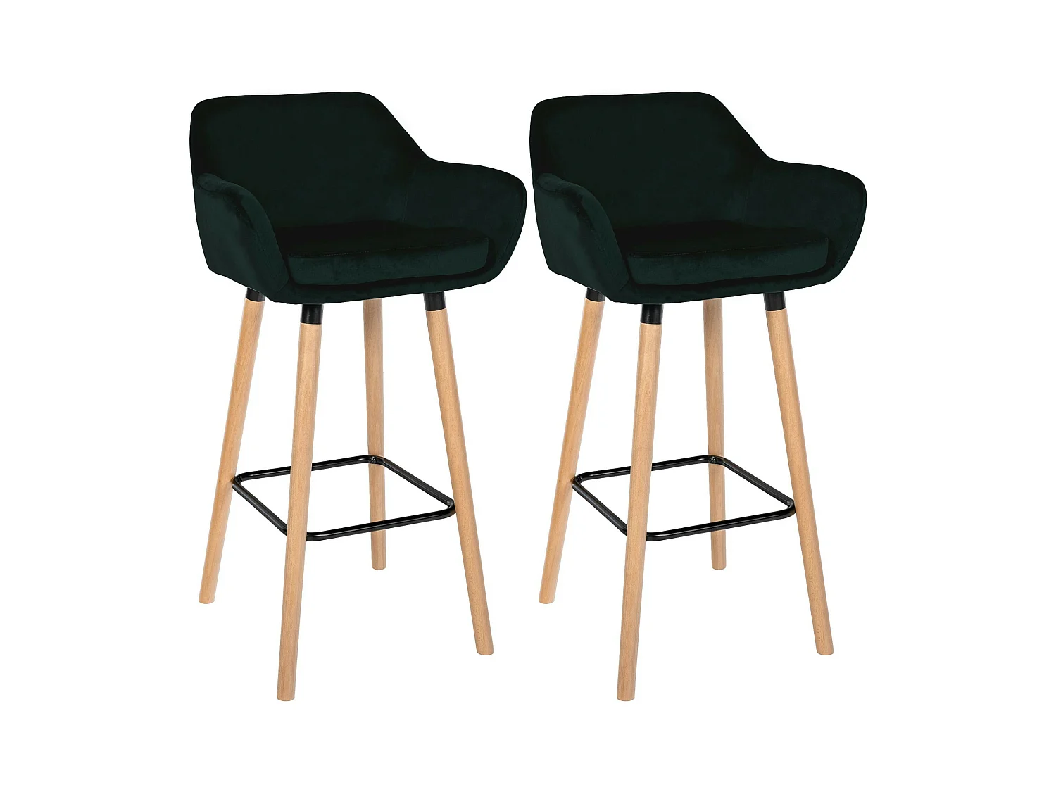 Lot de 2  Tabouret de bar - Velours & Blanc - Vert - Grant