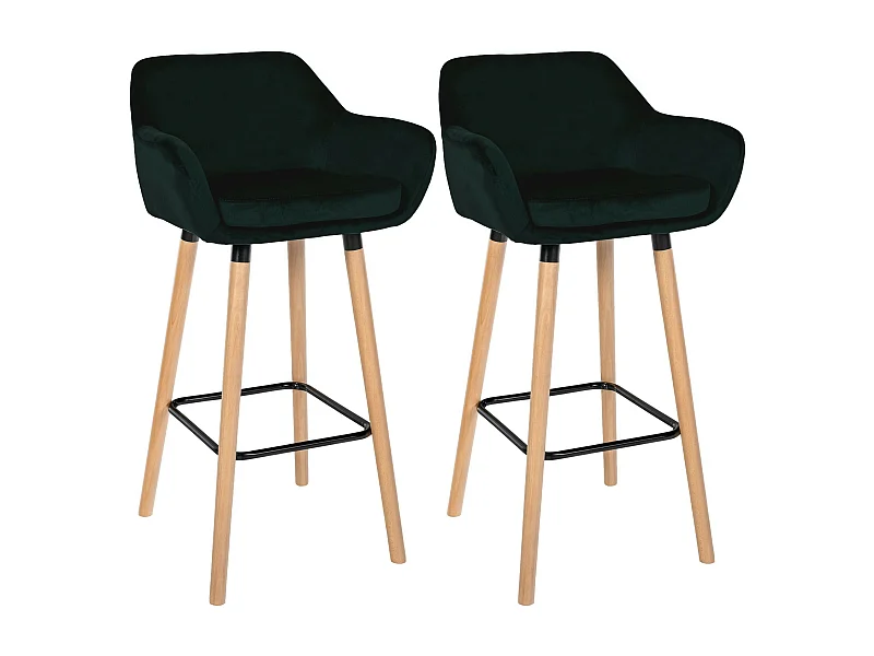 Set van 2  Barkruk - Fluweel - groen - Grant