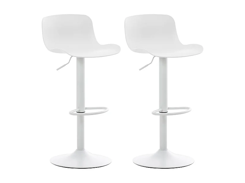 Lot de 2  Tabouret de bar - Plastique & Chrome - Blanc - Almada