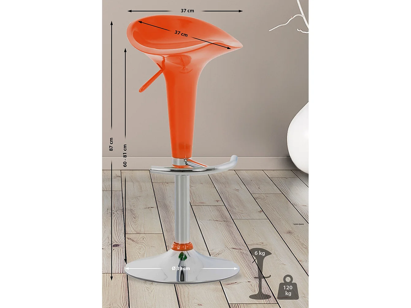Tabouret de bar - Plastique - Orange - Saddle