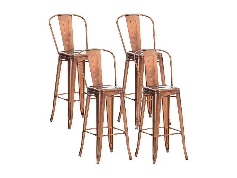 Lot de 4  Tabouret de bar - Métal - Cuivre - Aiden