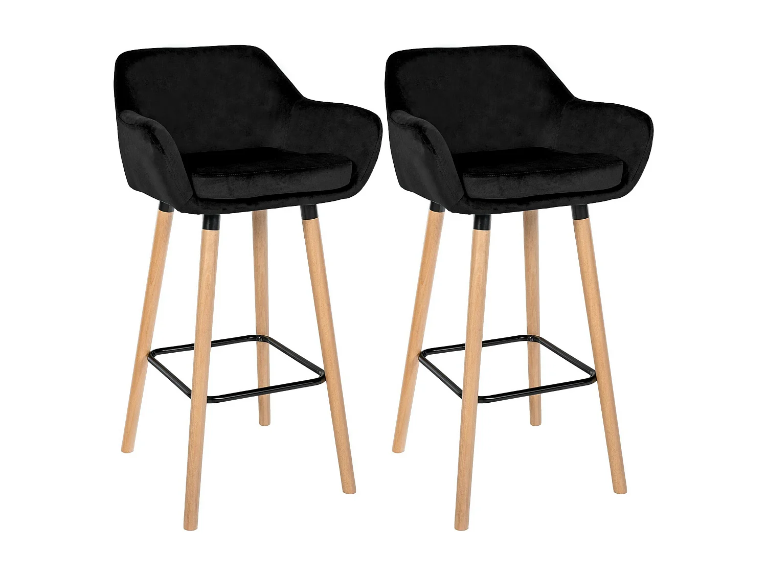 Set van 2  Barkruk - Fluweel - zwart - Grant