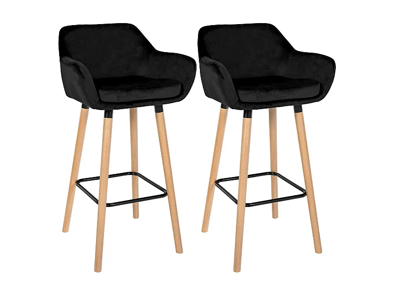 Set van 2  Barkruk - Fluweel - zwart - Grant