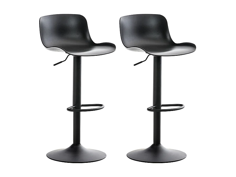 Lot de 2  Tabouret de bar - Plastique & Chrome - Noir - Almada