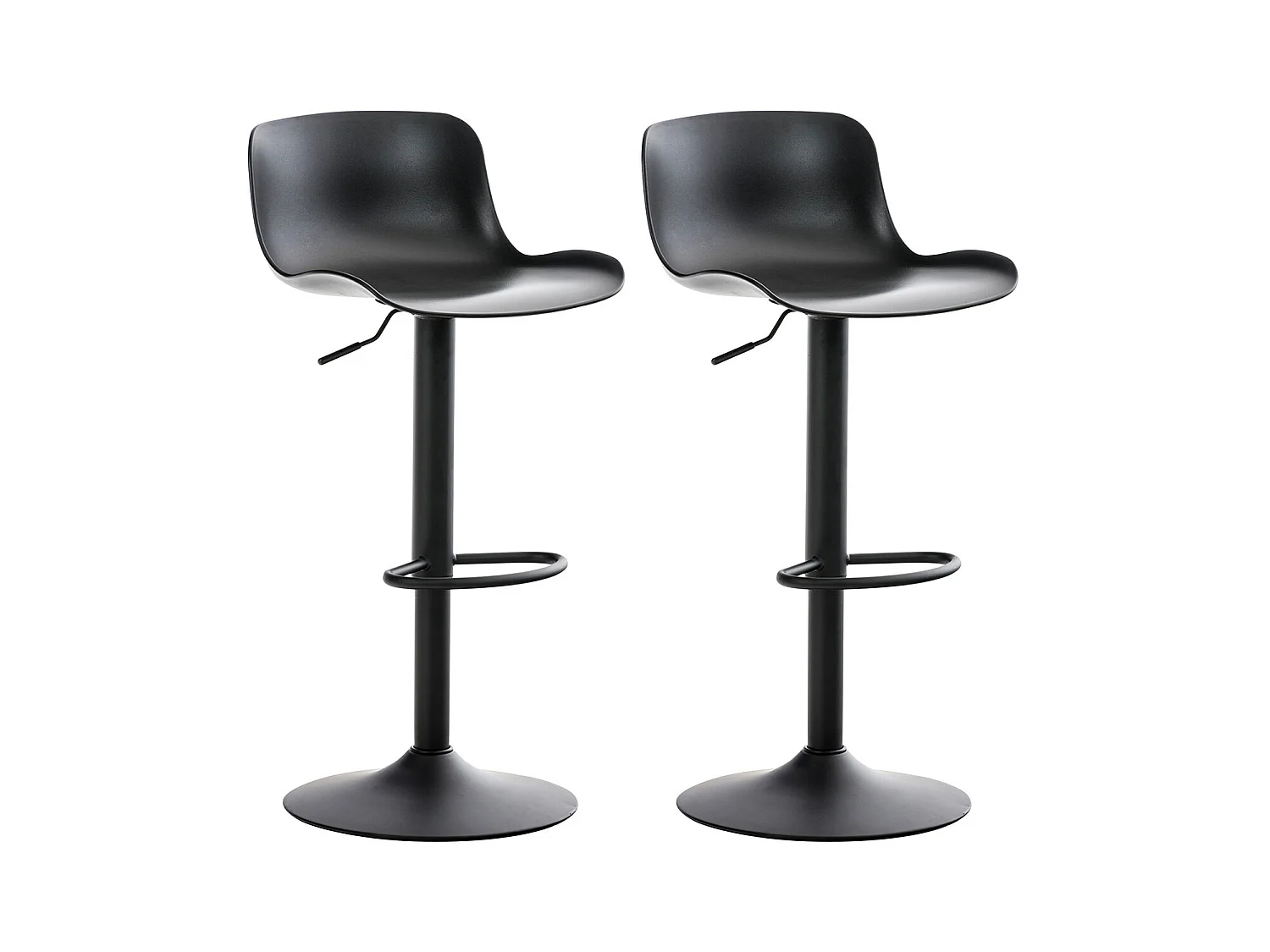 Lot de 2  Tabouret de bar - Plastique & Chrome - Noir - Almada