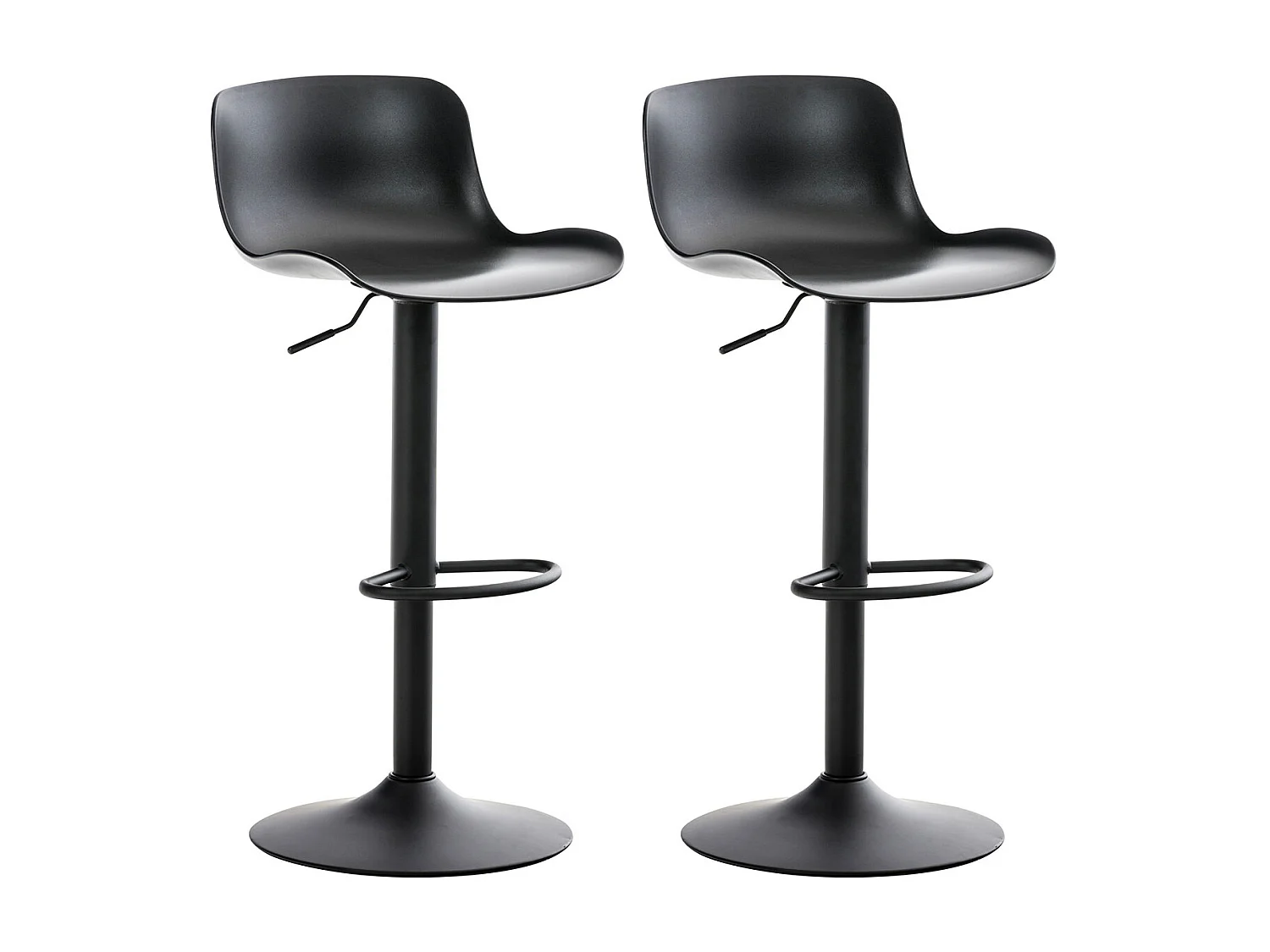 Lot de 2  Tabouret de bar - Plastique & Chrome - Noir - Almada
