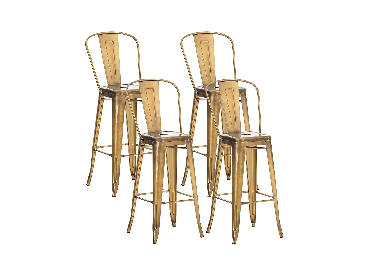 Lot de 4  Tabouret de bar - Métal - Or - Aiden