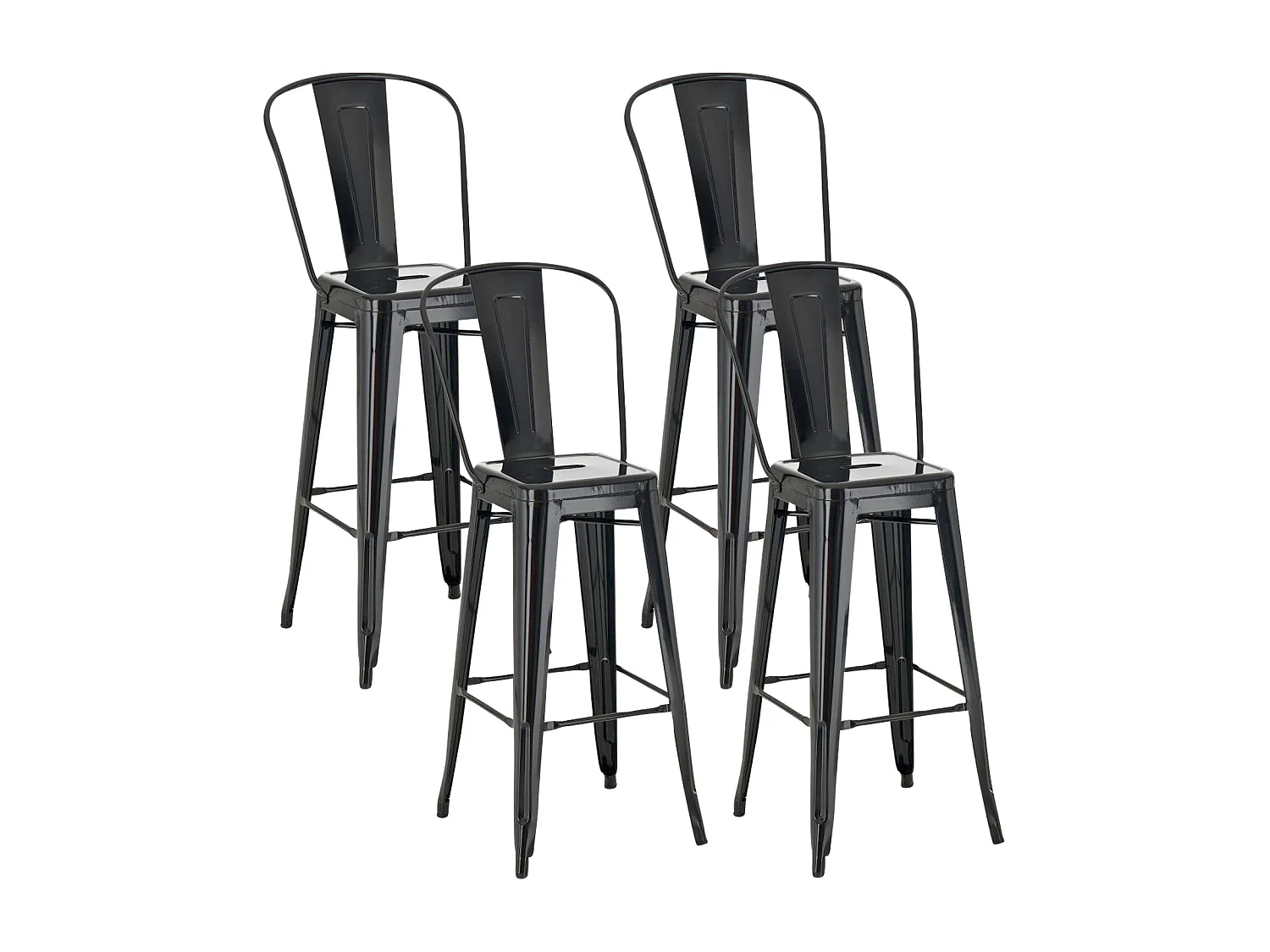 Lot de 4  Tabouret de bar - Métal - Noir - Aiden