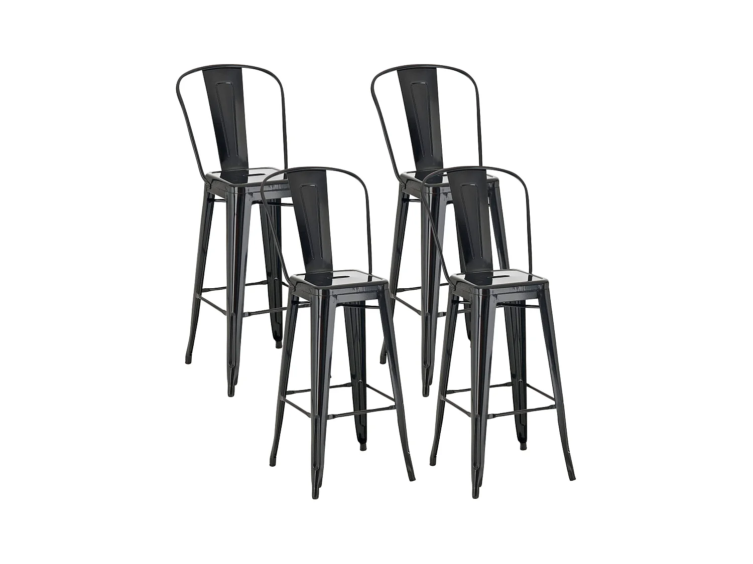 Lot de 4  Tabouret de bar - Métal - Noir - Aiden