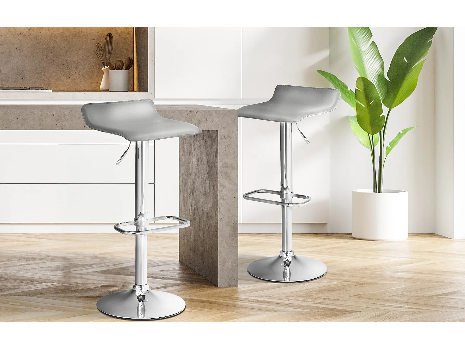 Tabouret de bar - Similicuir - Gris - Dyn