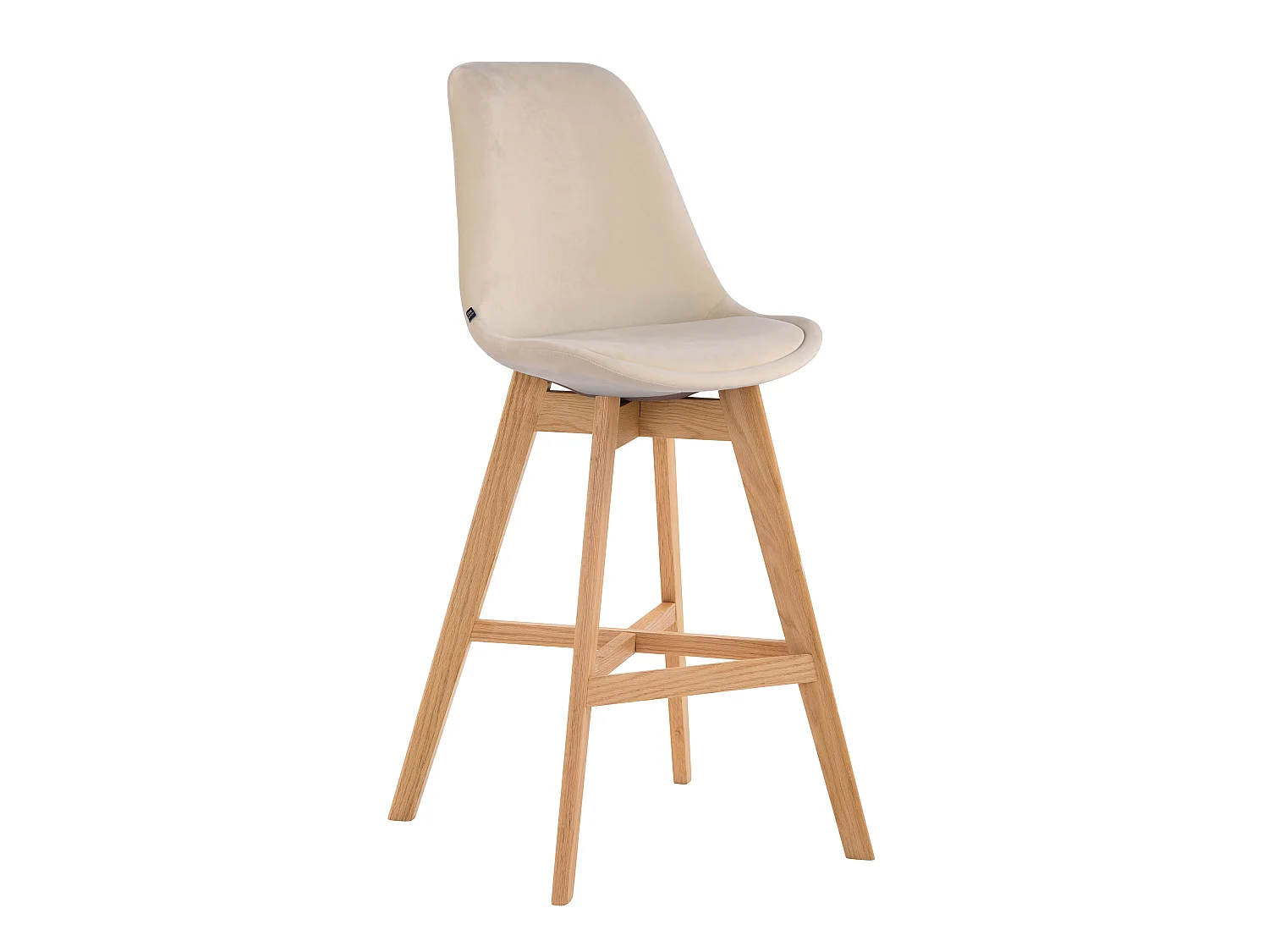 Tabouret de bar - Velours & Bois - Crème - Cannes