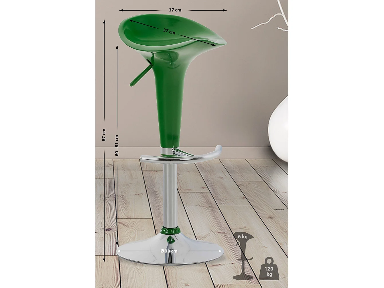 Tabouret de bar - Plastique & Antique clair - Vert - Saddle