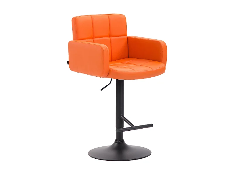 Tabouret de bar - Similicuir & Noir - Orange - Los Angeles