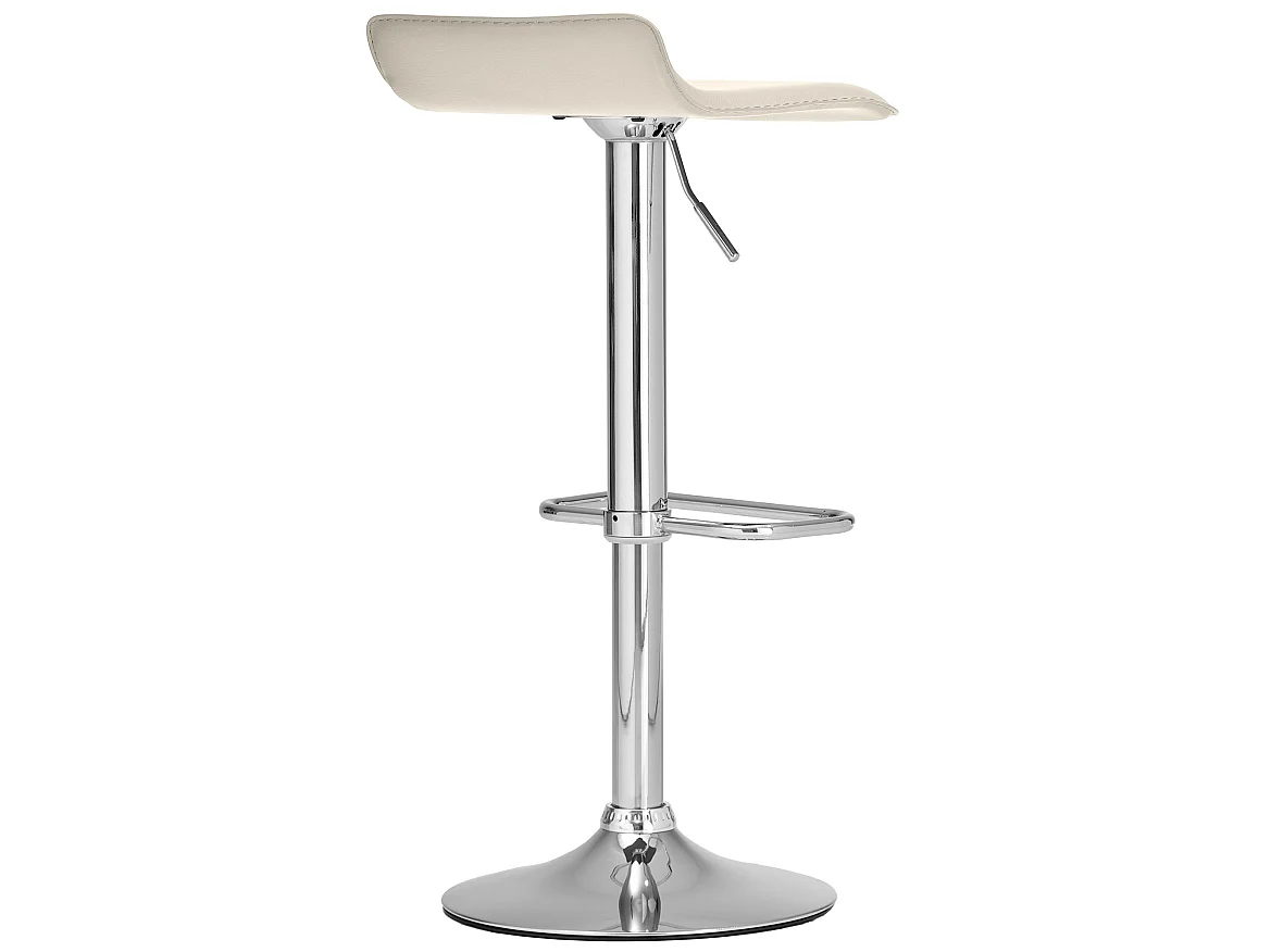 Tabouret de bar - Similicuir & Chrome - Crème - Dyn