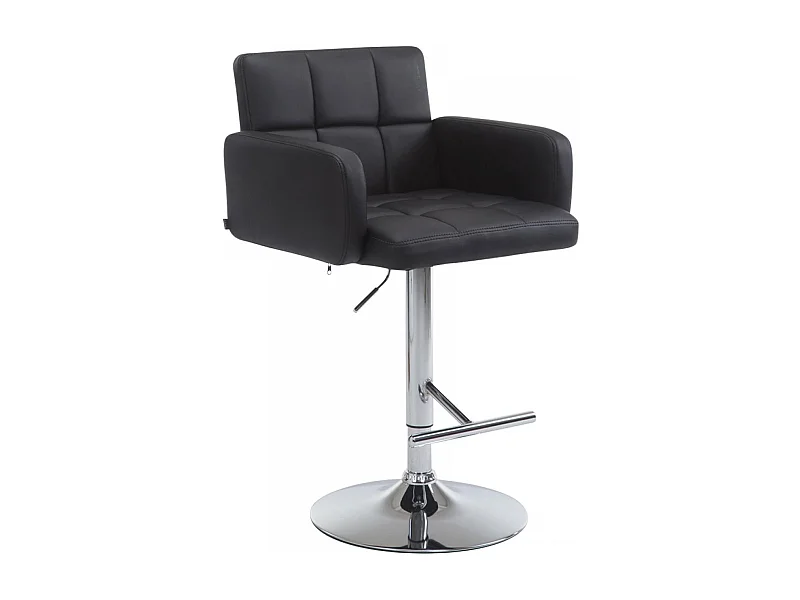Tabouret de bar - Similicuir & Chrome - Noir - Los Angeles