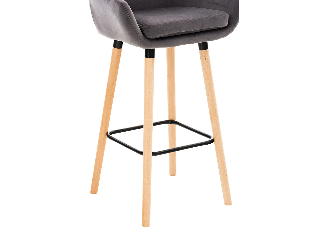 Lot de 2  Tabouret de bar - Velours & Nature - Gris - Grant