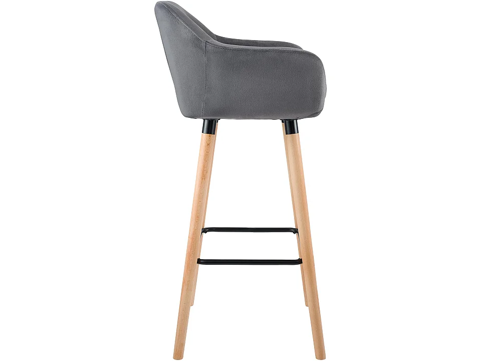 Lot de 2  Tabouret de bar - Velours & Chrome - Gris - Grant