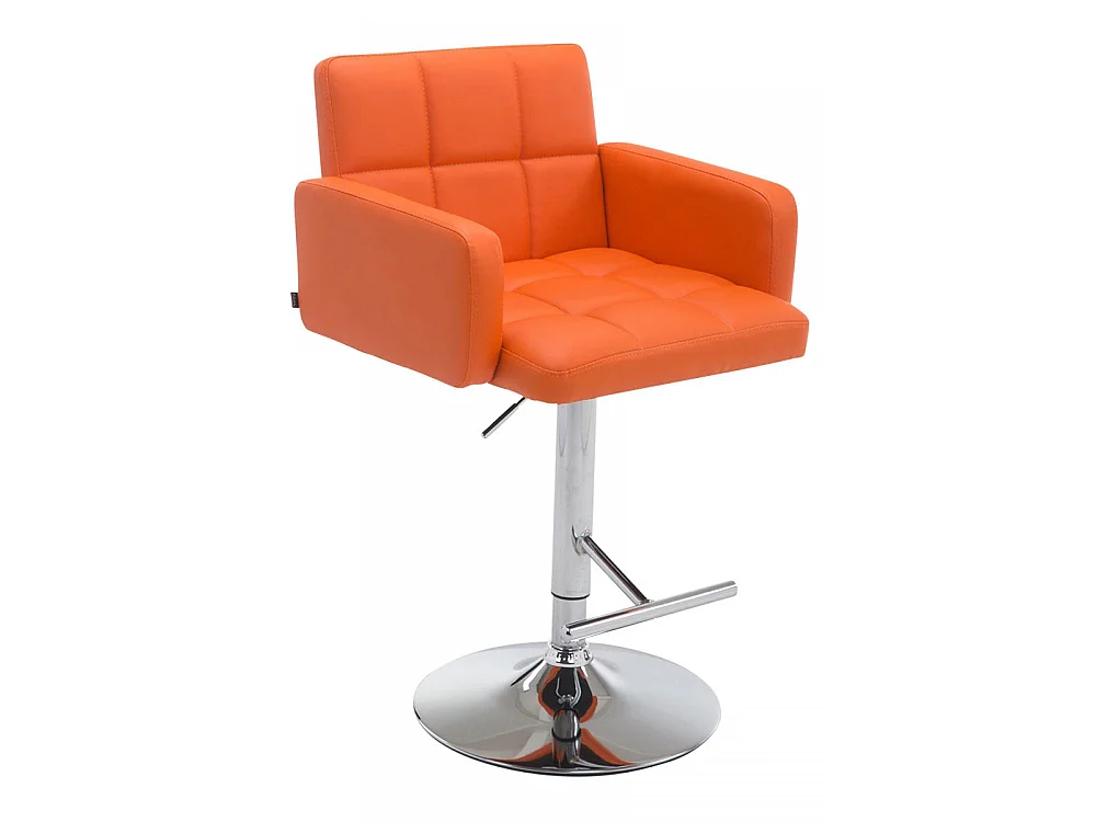 Tabouret de bar - Similicuir & Chrome - Orange - Los Angeles
