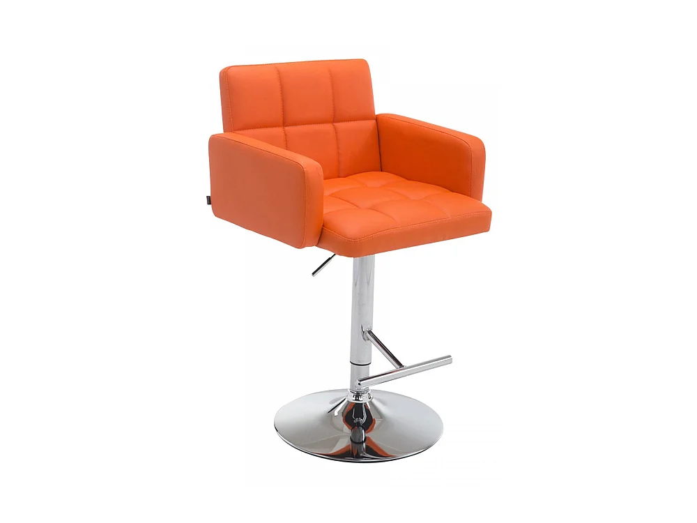 Tabouret de bar - Similicuir & Chrome - Orange - Los Angeles