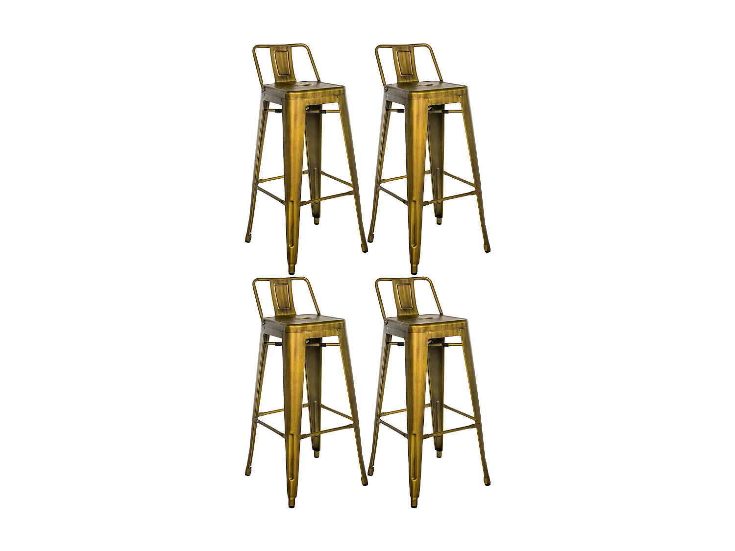 Lot de 4  Tabouret de bar - Métal & Nature - Or - Mason